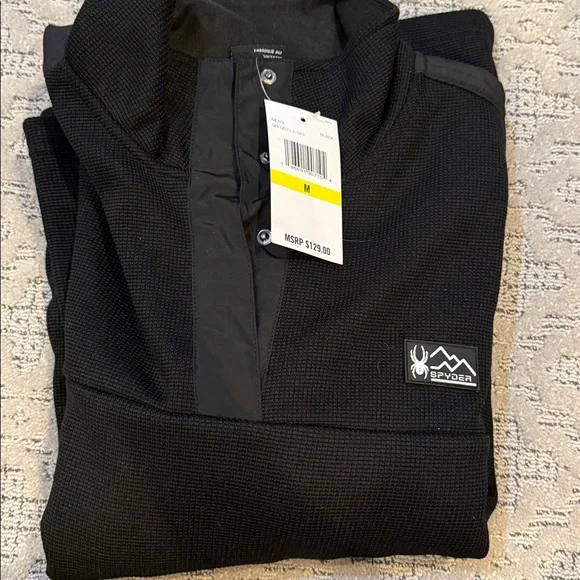 Spyder Men's Half Snap Pullover Black Large $129 Value NWT